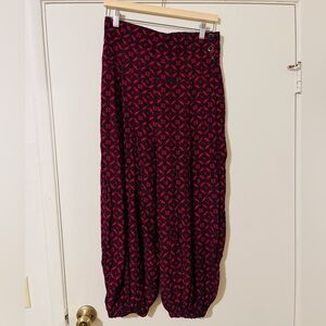 Anthropologie Red and Black Patterned Harem Pants, Size Small, NWT